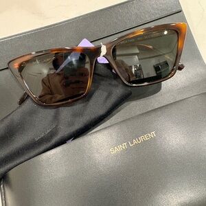 Saint Laurent YSL 737 Mica Thin Tortoise Shell Sunglasses